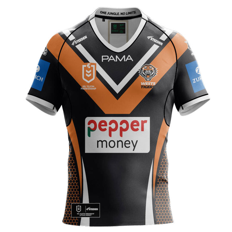 Wests Tigers 2025 Men's Home Jersey NRL Rugby League by Steeden - new