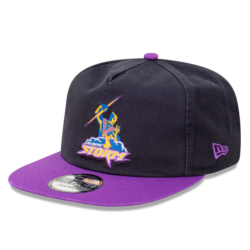 Melbourne Storm Official GOLFER Retro Flat Cap Snapback Heritage Classic NRL Rugby League By New Era - new