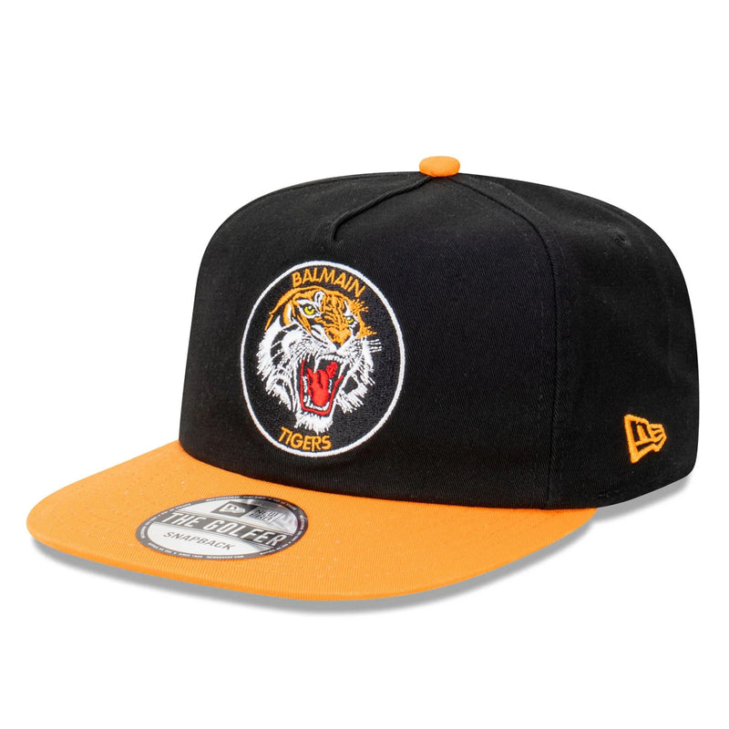 Tigers Balmain Official GOLFER Retro Flat Cap Snapback Heritage Classic NRL Rugby League By New Era - new