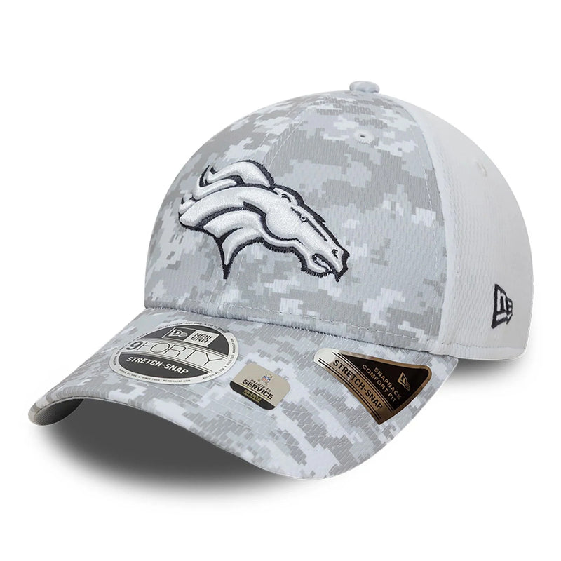 Denver Broncos 9FORTY Salute To Service NFL Stretch Snap Adjustable White Cap by New Era - new
