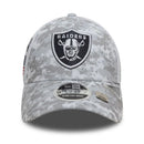 Las Vegas Raiders 9FORTY Salute To Service NFL Stretch Snap Adjustable White Cap by New Era - new