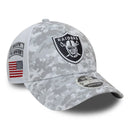 Las Vegas Raiders 9FORTY Salute To Service NFL Stretch Snap Adjustable White Cap by New Era - new