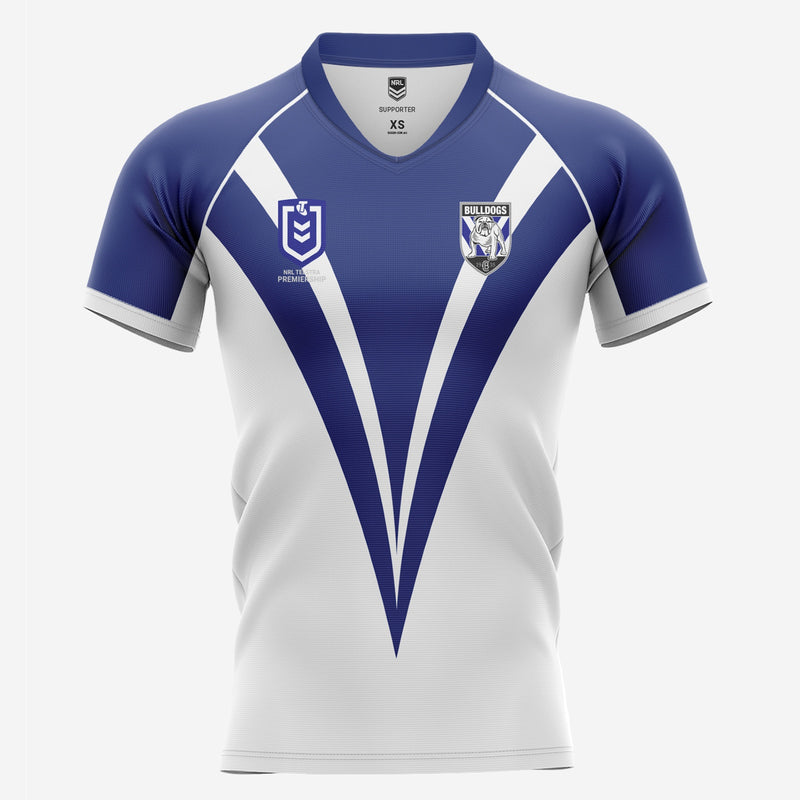 Canterbury Bulldogs Kids Home Supporter Jersey NRL Rugby League by Burley Sekem - new