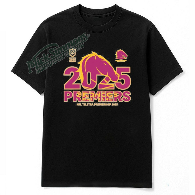 Official Brisbane Broncos 2025 Men's Premiers T-Shirt NRL by Tidwell
