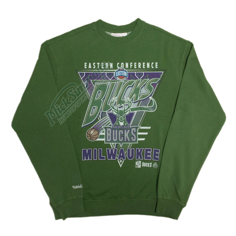 Milwaukee Bucks Retro Classic Crew Long Sleeve Sweatshirt by Mitchell & Ness - new