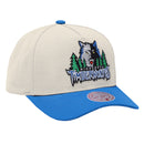 Minnesota Timberwolves Cream & Team Colour Pro Pinch Snapback NBA by Mitchell & Ness - new