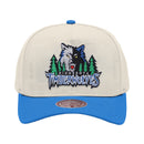 Minnesota Timberwolves Cream & Team Colour Pro Pinch Snapback NBA by Mitchell & Ness - new