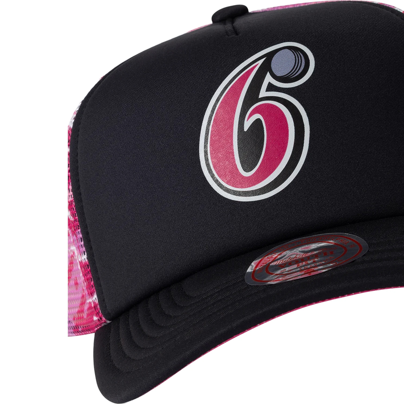 Sydney 6ers Official Adult Grunge Camo Trucker Snapback Cap Big Bash League BBL By Mitchell & Ness
