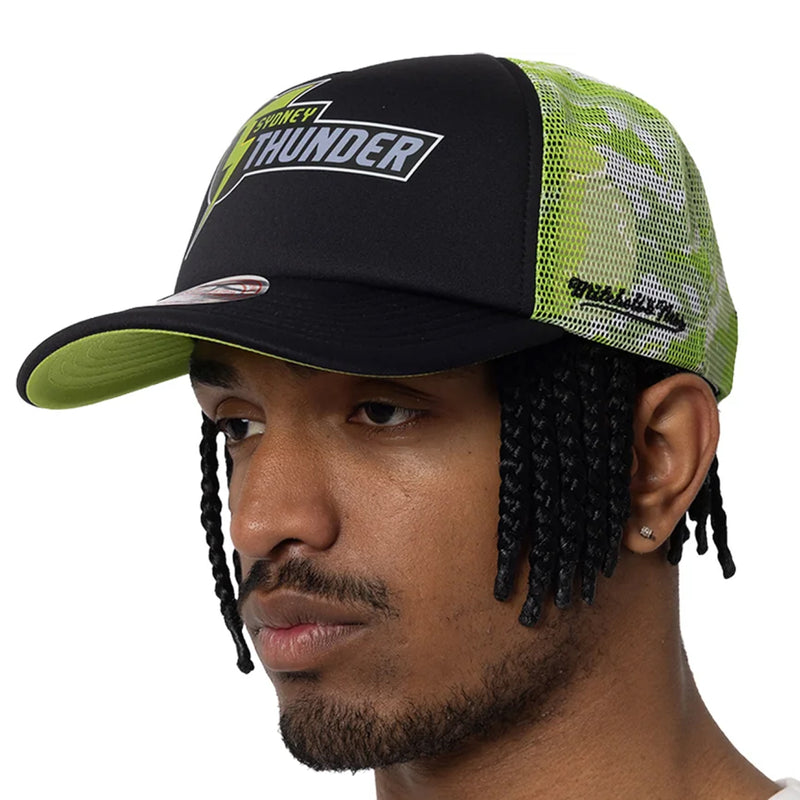Sydney Thunder Official Adult Grunge Camo Trucker Snapback Cap Big Bash League BBL By Mitchell & Ness