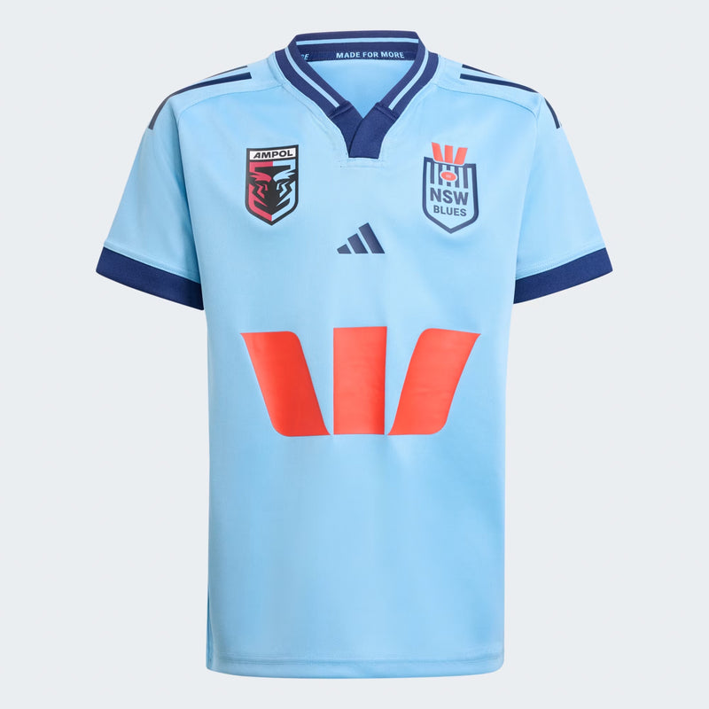NSW Blues Kids Replica Home Jersey State of Origin NRL Rugby League by adidas - new