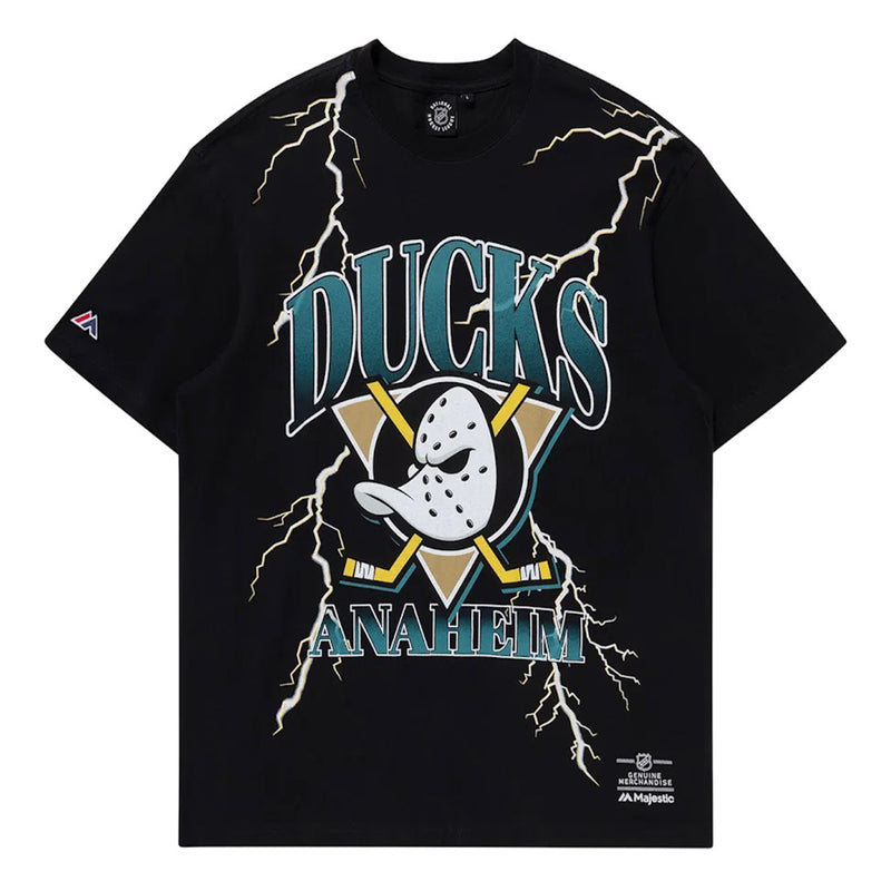 Anaheim Ducks Team Helmet Lightning Adult T-Shirt NFL by Majestic - new
