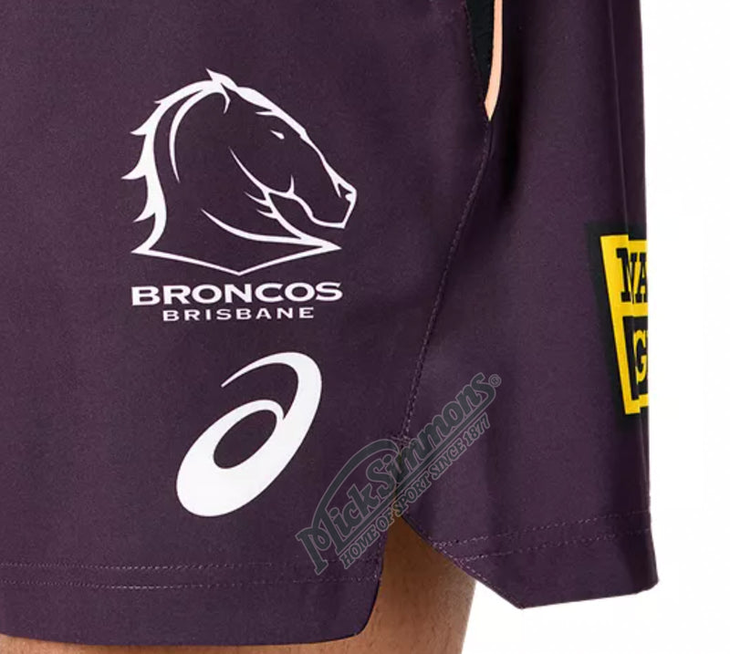Brisbane Broncos 2024 Men's Home Training Shorts NRL Rugby League by Asics - new