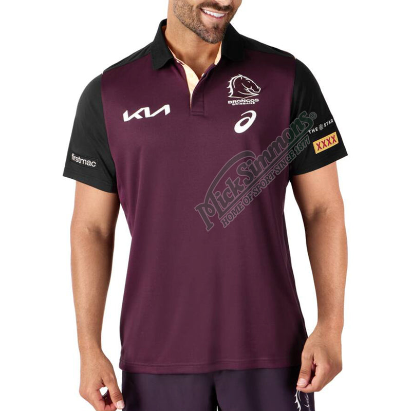 Brisbane Broncos 2024 Men's Training Polo NRL Rugby League by Asics - new