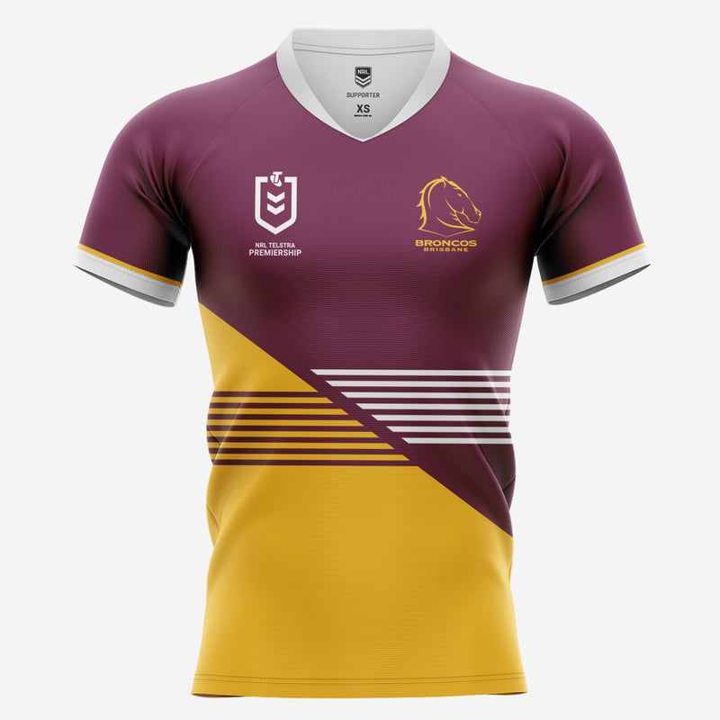 Brisbane Broncos Men's Home Supporter Jersey NRL Rugby League by Burley Sekem - new