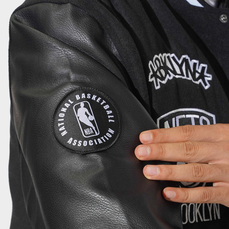 Brooklyn Nets Aberdeen Letterman NBA Essentials Jacket by Mitchell & Ness - new
