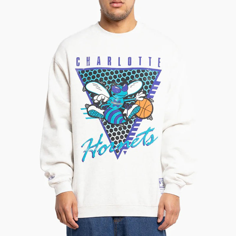 Charlotte Hornets LOGO Crew Long Sleeve Sweatshirt by Mitchell & Ness - new