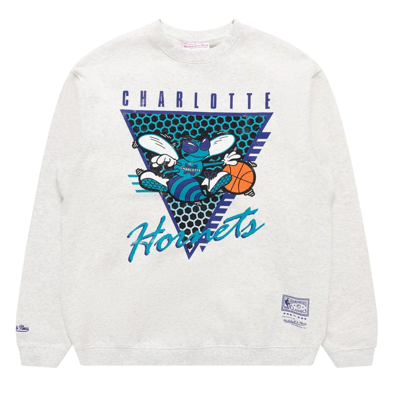 Charlotte Hornets LOGO Crew Long Sleeve Sweatshirt by Mitchell & Ness - new