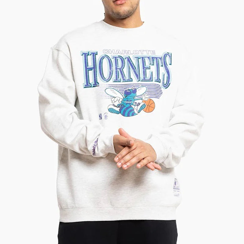 Charlotte Hornets UNDERSCORE Crew Long Sleeve Sweatshirt by Mitchell & Ness - new