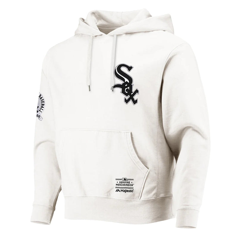 Chicago White Sox Vintage Wordmark Hoodie MLB Vintage White By Majestic - new