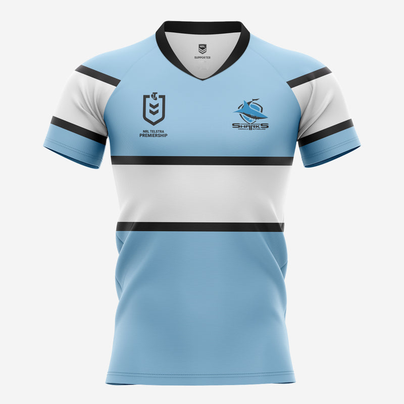 Cronulla Sharks Kids Home Supporter Jersey NRL Rugby League by Burley Sekem - new