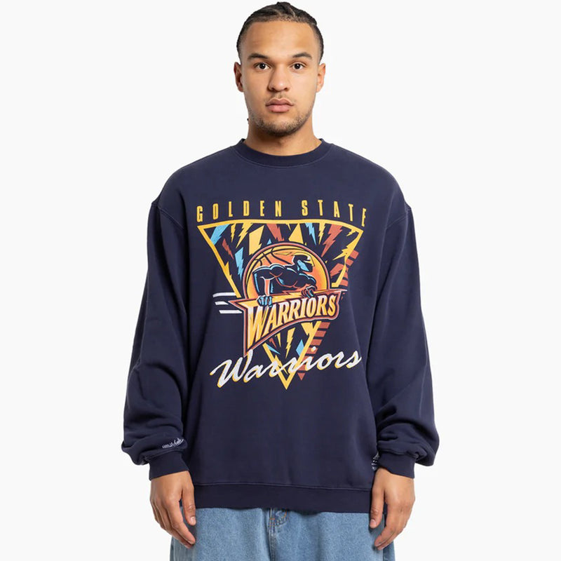 Golden State Warriors LOGO Crew Long Sleeve Sweatshirt by Mitchell & Ness - new