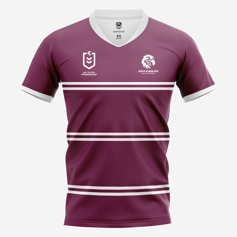 Manly Sea Eagles Men's Home Supporter Jersey NRL Rugby League by Burley Sekem - new