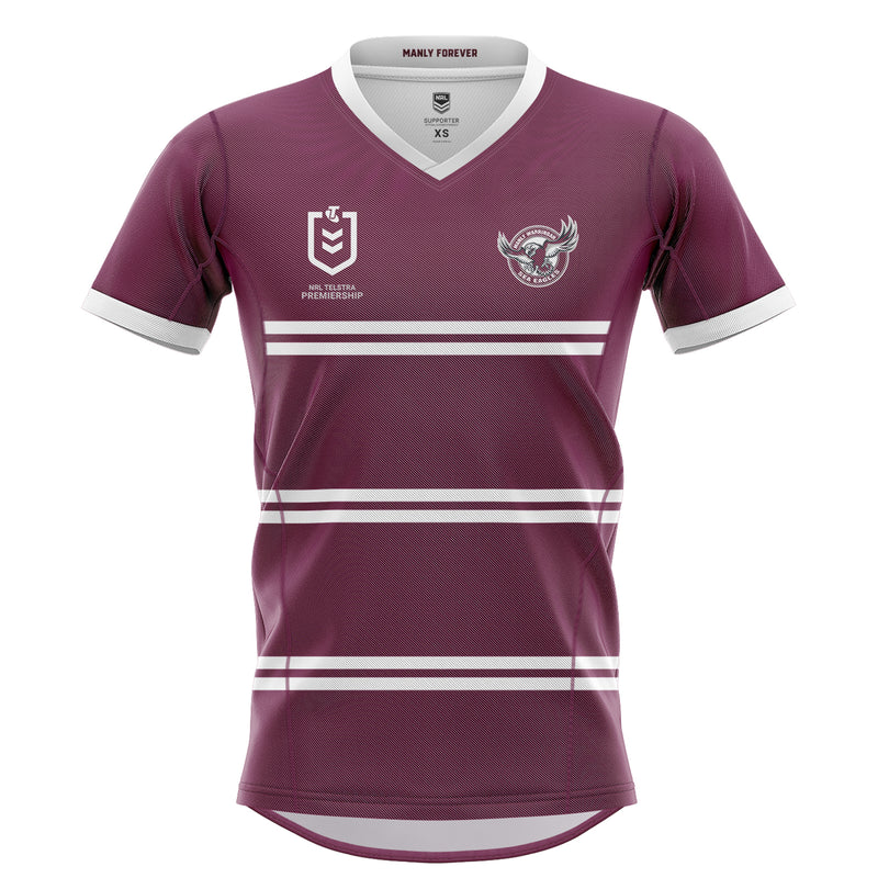 Manly Sea Eagles Men's Home Supporter Jersey NRL Rugby League by Burley Sekem - new