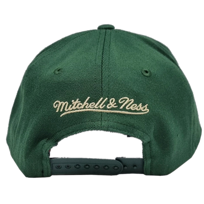 Milwaukee Bucks Logo Classic Red Snapback By Mitchell & Ness Green - new