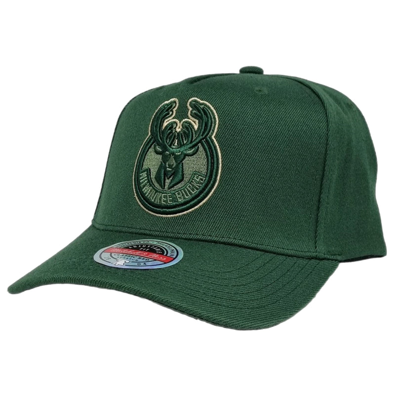 Milwaukee Bucks Logo Classic Red Snapback By Mitchell & Ness Green - new