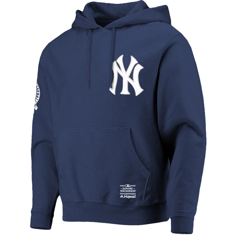 New York Yankees Vintage Wordmark Hoodie MLB Midnight Blue By Majestic - new