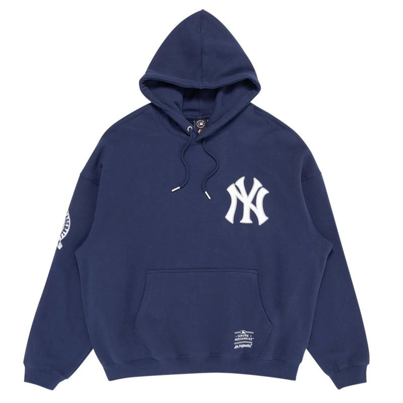 New York Yankees Vintage Wordmark Hoodie MLB Midnight Blue By Majestic - new