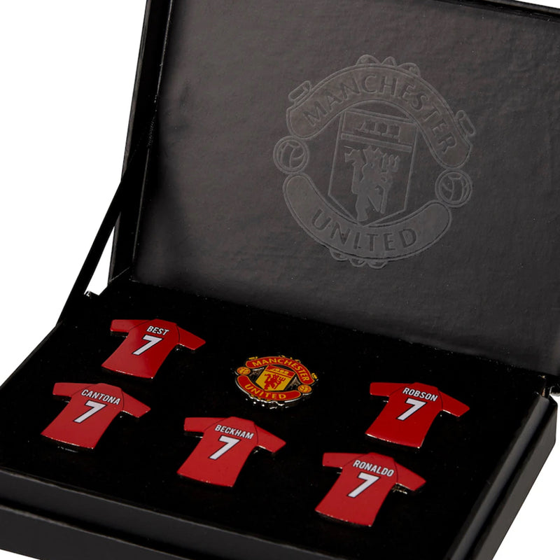 Official Manchester United FC Magnificent 7 Badge Set Metal Logo Pin Badge - new