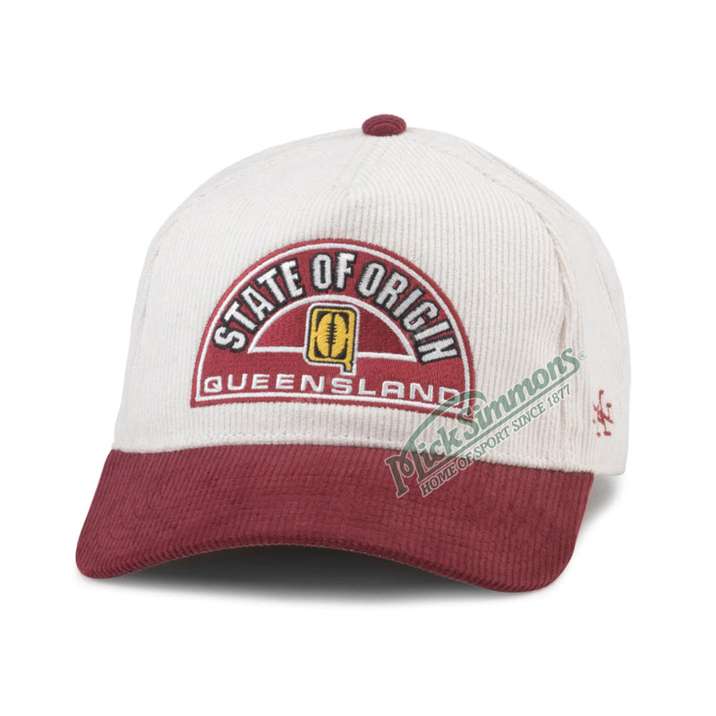 Queensland Maroons State of Origin Retro Corduroy Ivory Cap NRL Rugby League by American Needle - new