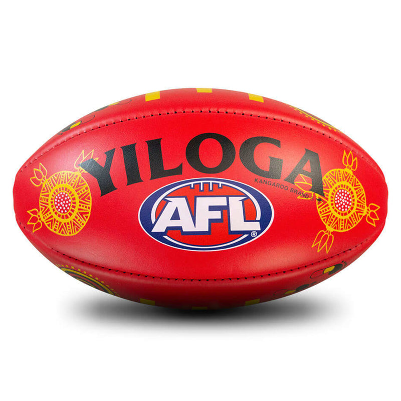 Sherrin AFL Kangaroo Leather Official SDNR Sir Doug Nicholls Round AFL Indigenous Game Ball - Red - new