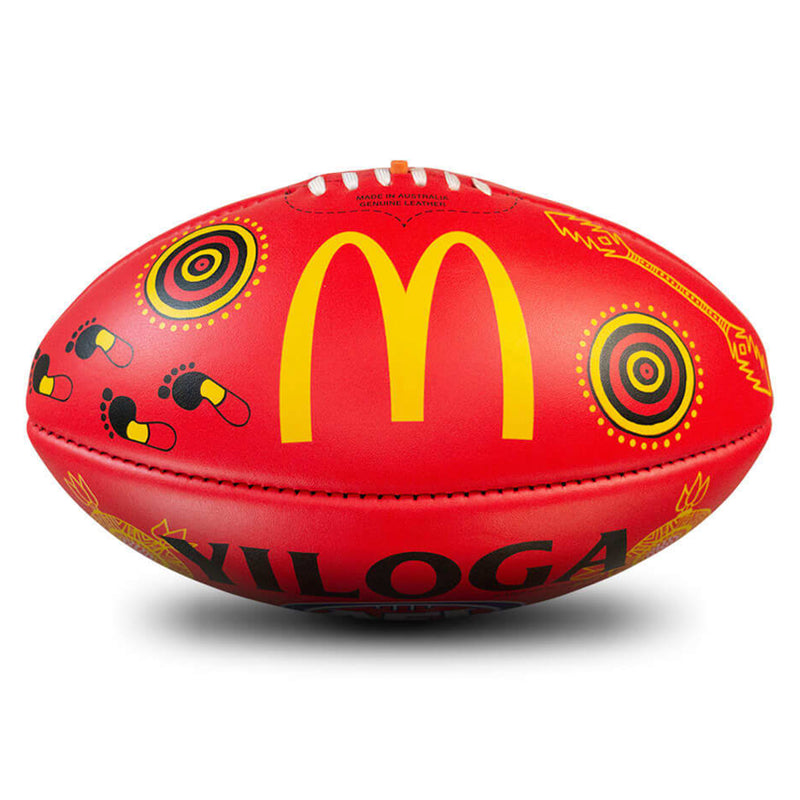 Sherrin AFL Kangaroo Leather Official SDNR Sir Doug Nicholls Round AFL Indigenous Game Ball - Red - new