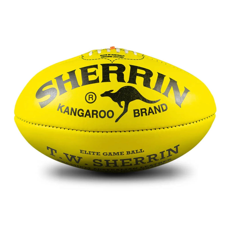 Sherrin Official AFL Kangaroo Brand KB Leather Ball Size 5 - Yellow - new