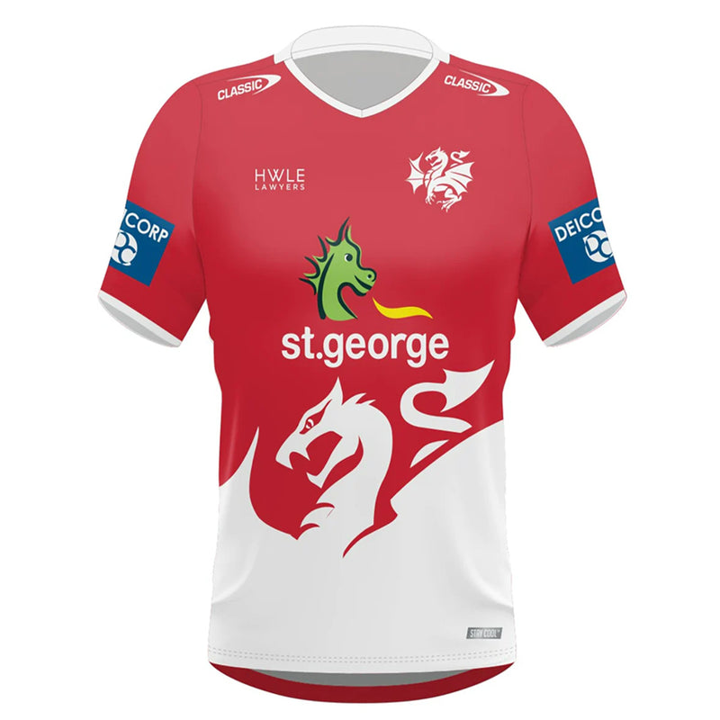 St George Illawarra Dragons 2024 Men's Pro Training Tee NRL Rugby League by Classic - new