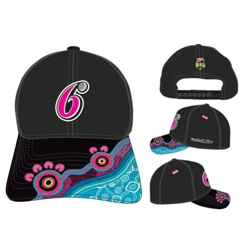 Sydney 6ers Official Indigenous Adult On Field Lo Pro Snapback Cap Cricket Big Bash League BBL By Mitchell & Ness - new