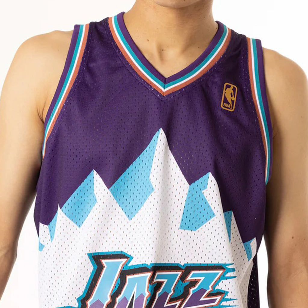 John Stockton Utah Jazz Mitchell & Ness 1996/97 Hardwood Classics 75th  Anniversary Swingman Jersey - Platinum