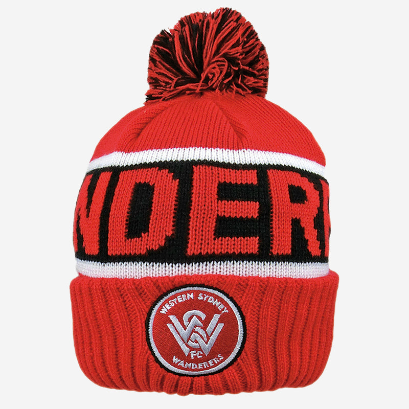 Western Sydney Wanderers FC Adult's Striker Pom Pom Beanie A-League Soccer Football - new