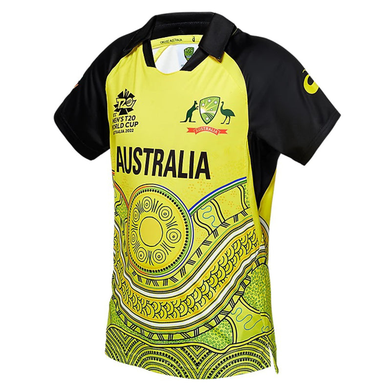 Cricket Australia 2022/23 WORLD CUP T20 Indigenous Replica Kids Shirt by Asics - new