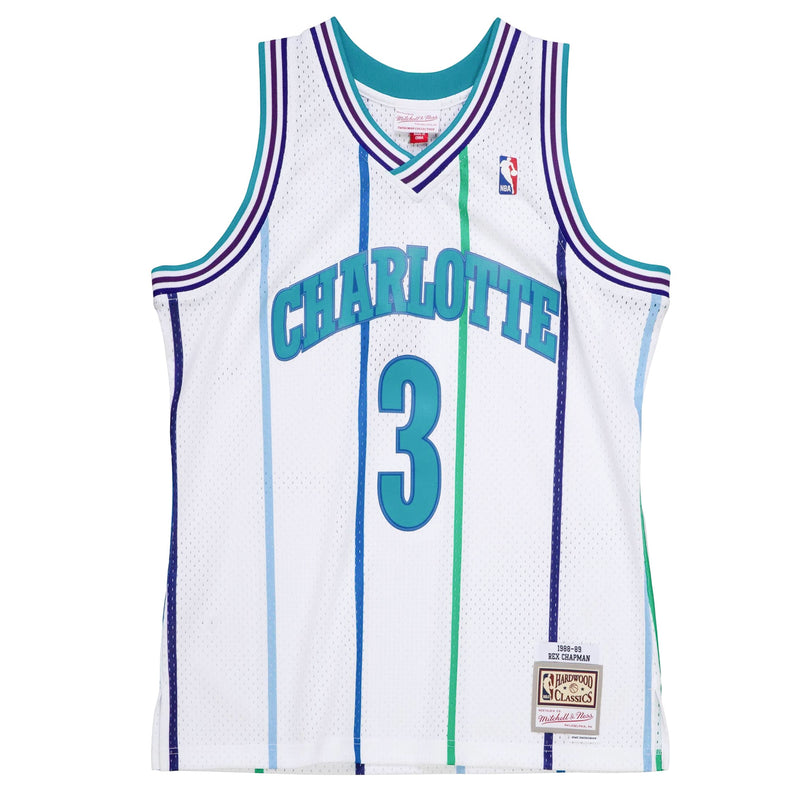 Charlotte Hornets Rex Chapman 1988-89 Hardwood Classics Swingman NBA Road Jersey by Mitchell & Ness - new