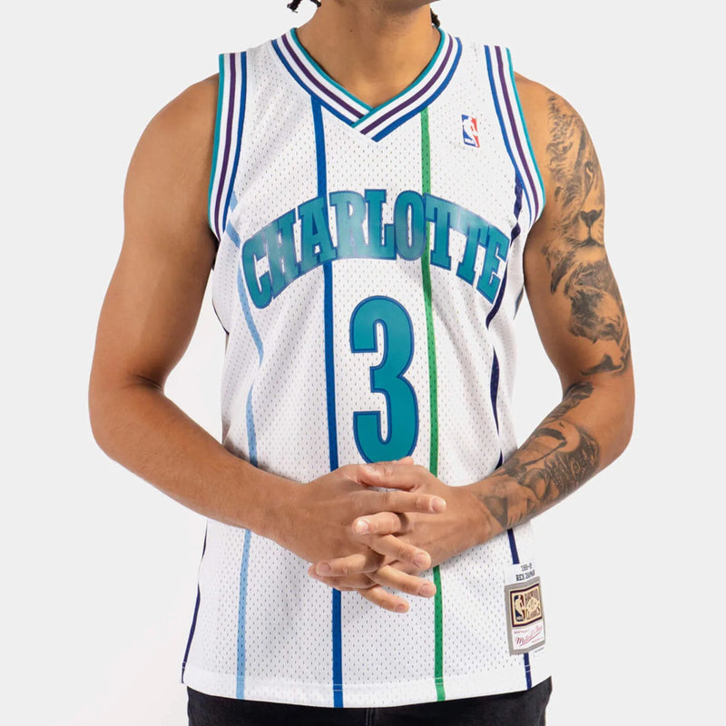 Charlotte Hornets Rex Chapman 1988-89 Hardwood Classics Swingman NBA Road Jersey by Mitchell & Ness - new