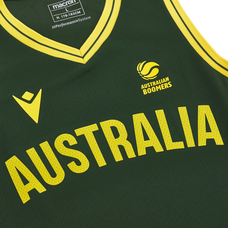 Australian Boomers Mens National Home Green Jersey - BLANK by Macron - new