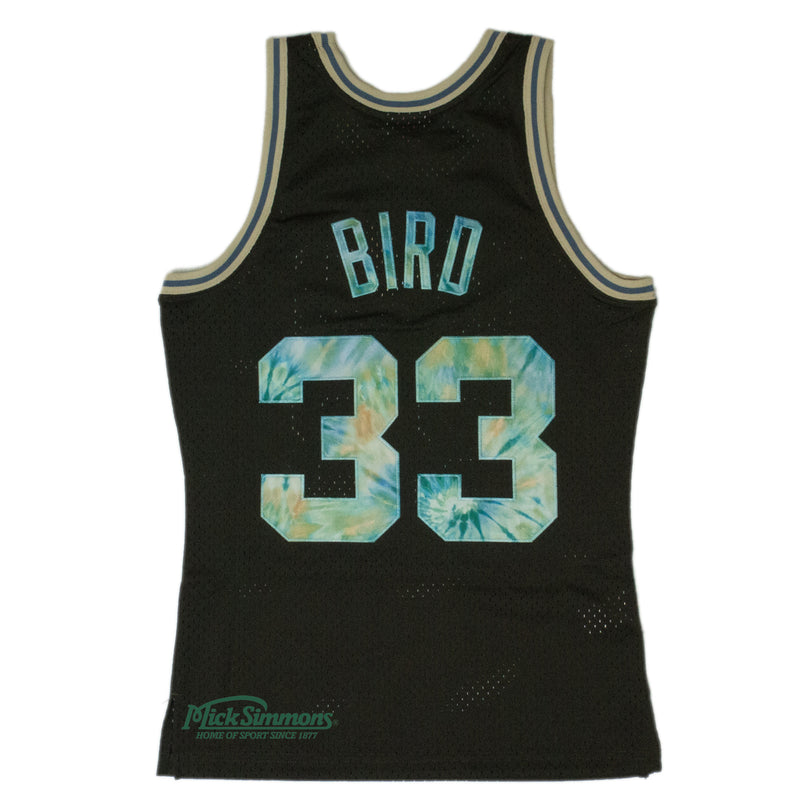 Boston Celtics Larry Bird 33 1985-86 TYE DYE Logo Swingman Jersey by Mitchell & Ness - Black - new