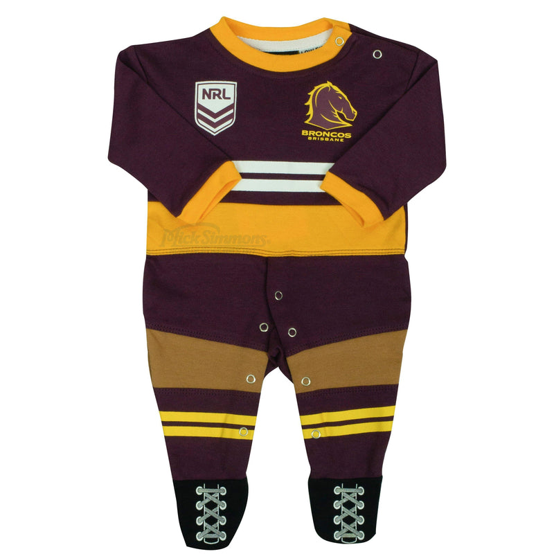 Brisbane Broncos Original Footysuit Romper Kids Baby Infants Suit - Mick Simmons Sport