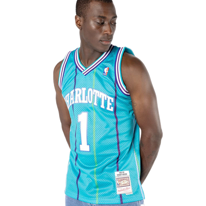 Charlotte Hornets Muggsy Bogues 1992-93 Hardwood Classics NBA Road Jersey by Mitchell & Ness - new