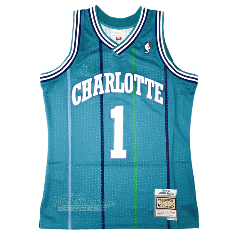 Charlotte Hornets Muggsy Bogues 1992-93 Hardwood Classics Swingman NBA Road Jersey by Mitchell & Ness - new