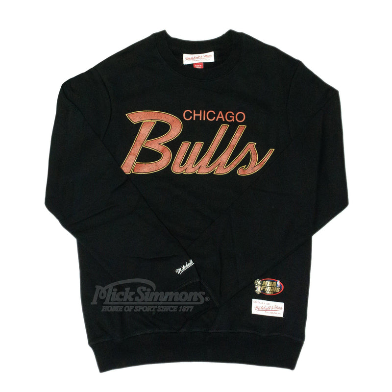 Chicago Bulls Ball Script Logo Crew Long Sleeve Sweatshirt by Mitchell & Ness - new