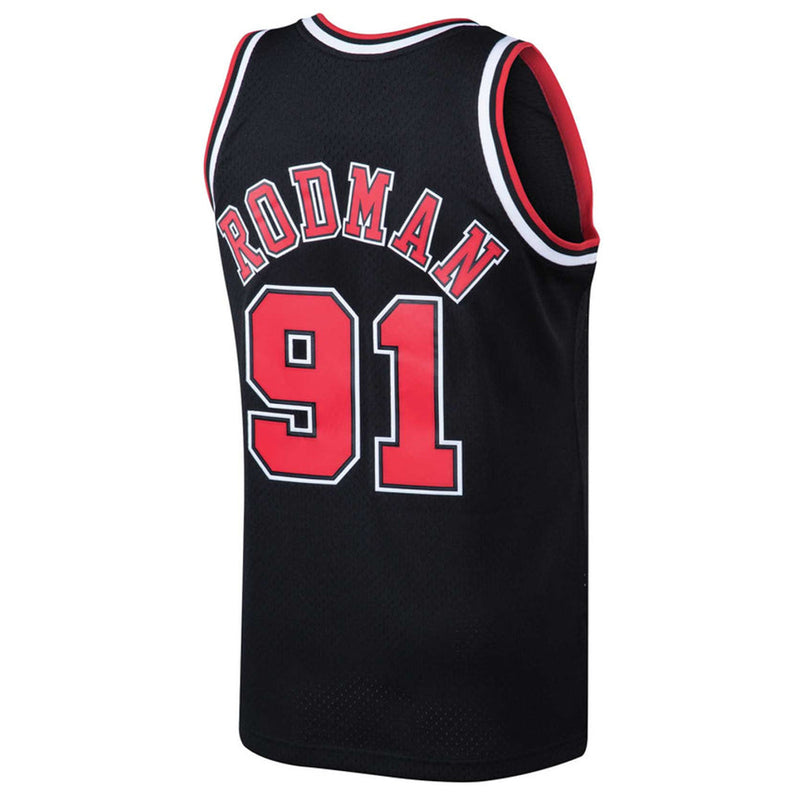 Chicago Bulls Dennis Rodman 91 Road 1997-98 Hardwood Classics Swingman Alternate Jersey by Mitchell & Ness - Red - new